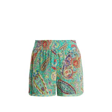 Paisley-print silk-crepe shorts