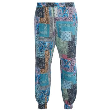 Paisley-print linen trousers