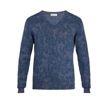 Paisley-jacquard cotton sweater