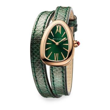 Serpenti 18K Pink Gold &amp; Green Karung Strap Watch