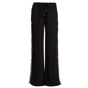 Simone straight-leg fringed crepe trousers