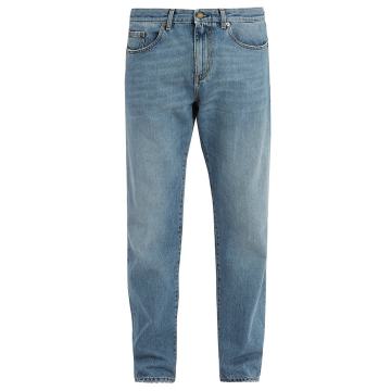 Distressed straight-leg jeans