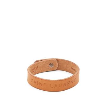 Logo-engraved leather bracelet