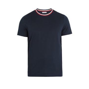 Contrast-neck cotton-jersey T-shirt