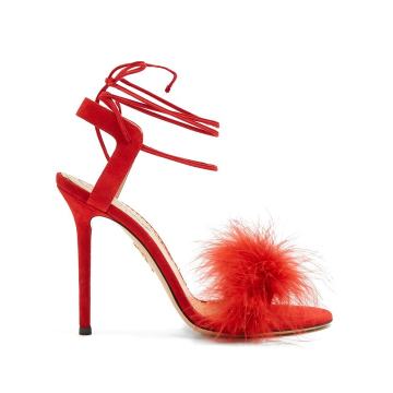 Salsa feather-embellished suede sandals