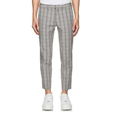 Checked Cotton-Blend Skinny Trousers
