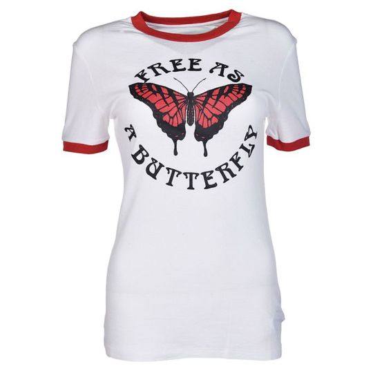 蝴蝶印图棉织T恤展示图