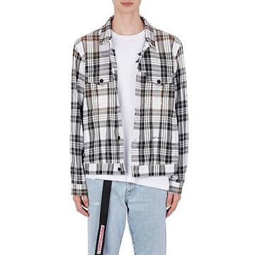 Gradient Checked Cotton-Blend Shirt Jacket