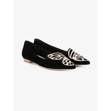 Black Suede Bibi Butterfly Pointed Ballet Flats