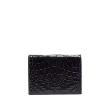 Mara crocodile-effect leather bridge card case