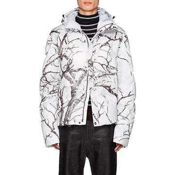 Branch-Print Oversized Puffer Jacket