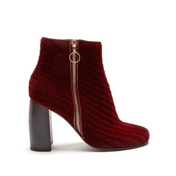 Block-heel woven-velvet ankle boots