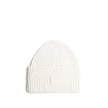 Pansy S Face ribbed-knit beanie hat