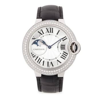 Ballon Bleu de Cartier Diamond, 18K White Gold &amp; Alligator Strap Watch