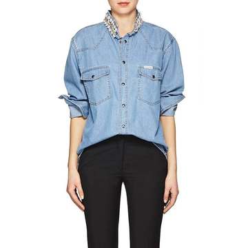 Honour Embellished Cotton Denim Blouse