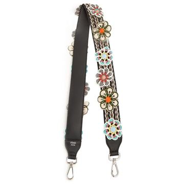 Strap You floral-macramé leather bag strap