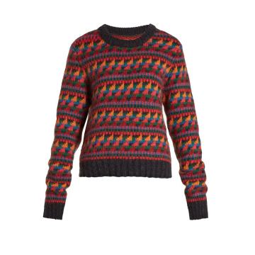 Geometric-intarsia- wool-blend sweater