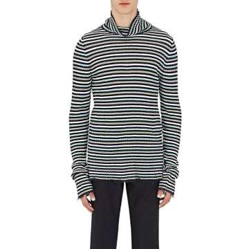 Striped Linen Turtleneck Sweater