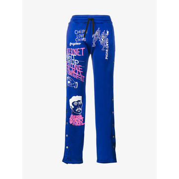 Printed popper track pants