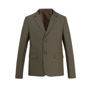 Contrast-collar single-breasted wool blazer