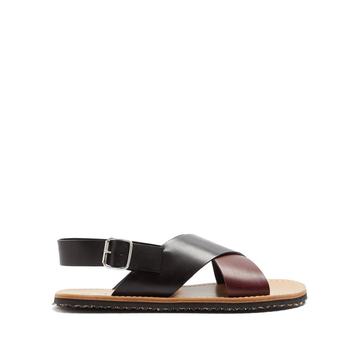 Cross-strap leather sandals