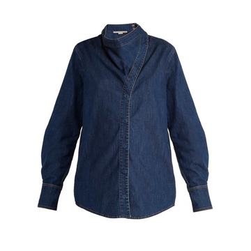 Handkerchief-neck denim shirt