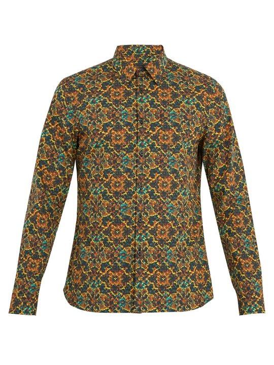 Single-cuff psychedelic-print cotton shirt展示图