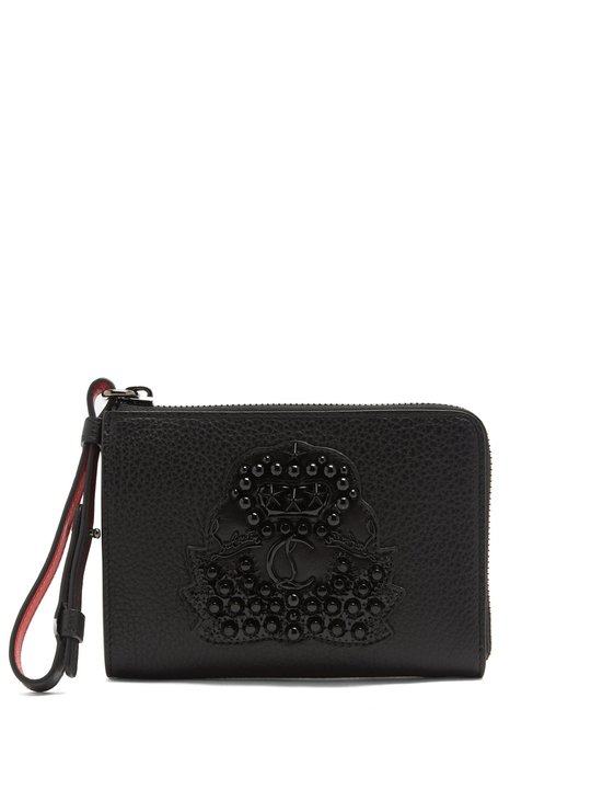 Tinos crest-embellished leather wallet展示图