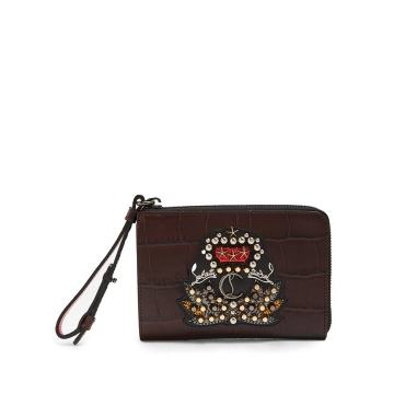 Tinos crest-embellished leather wallet