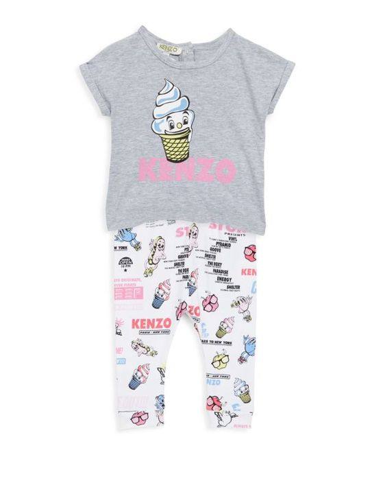 Baby's Two-Piece Tee and Printed Food Leggings Set展示图