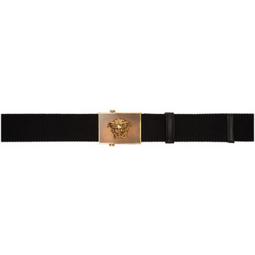 Black RIbbon Medusa Square Belt