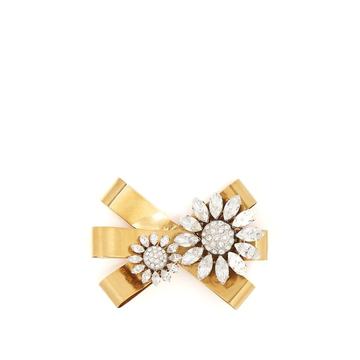 Crystal-embellished bow brooch