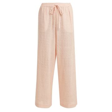 Embroidered-cotton wide-leg trousers