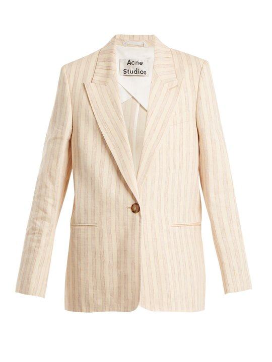 Kristha striped linen-blend blazer展示图