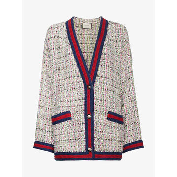 Tweed cardigan with contrast trim