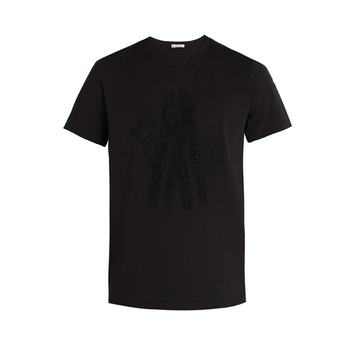 Loop-back logo-embroidered cotton T-shirt