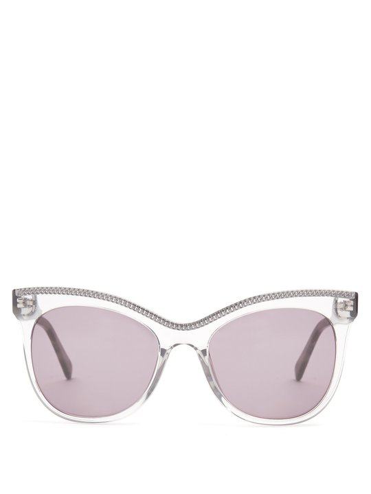 Chain-embellished cat-eye acetate sunglasses展示图