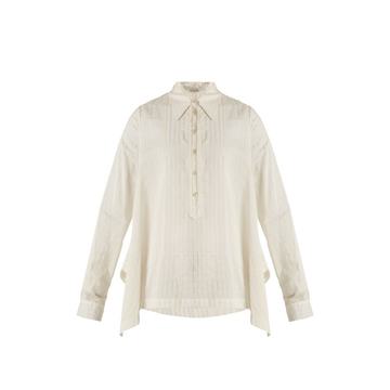 Kristen striped cotton and silk-blend shirt