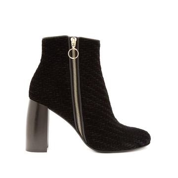 Block-heel woven-velvet ankle boots