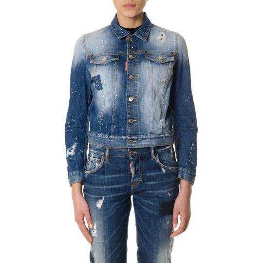 Dsquared2 Distressed Cropeed Denim Jacket展示图