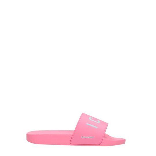 Dsquared2 Pink Icon Slide Pool Flats Sandals展示图