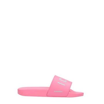 Dsquared2 Pink Icon Slide Pool Flats Sandals