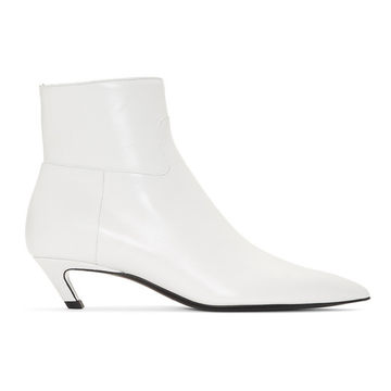 White Slash Heel Boots