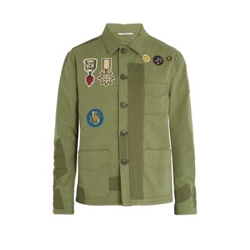 Embroidered-appliqué cotton-blend jacket