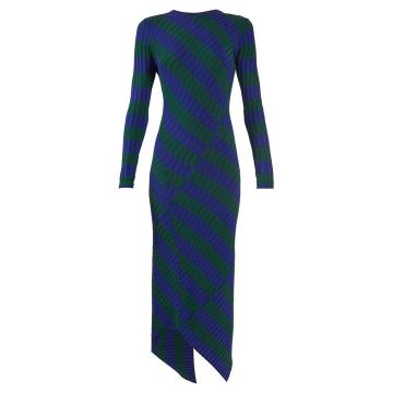 Whistler asymmetric-hem striped ribbed-knit dress