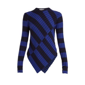 Mullins asymmetric striped ribbed-knit top