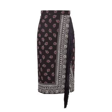 Jude scarf-print stretch-cady midi skirt