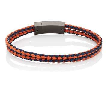 Braided Leather Double-Band Bracelet