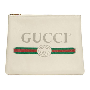 White Medium 'Fake Gucci' Pouch