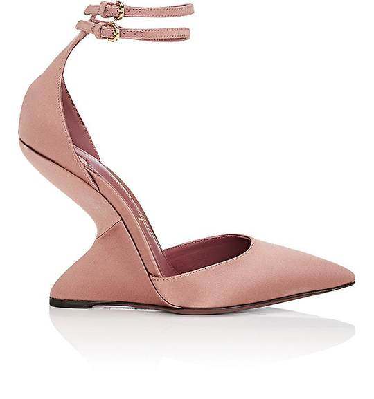 Sculpted-Heel Satin Ankle-Strap Pumps展示图